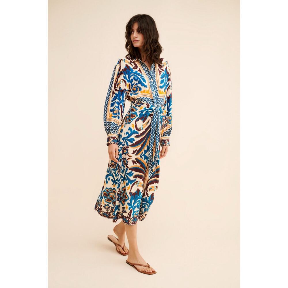 Farm Rio Toucan Scarf Midi Dress Size Medium, $290 MSRP